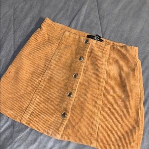 Beige Velvet Button Skirt